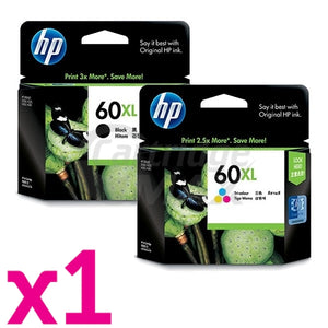 2 Pack HP 60XL Original Inkjet Cartridges CC641WA + CC644WA [1BK,1CL]