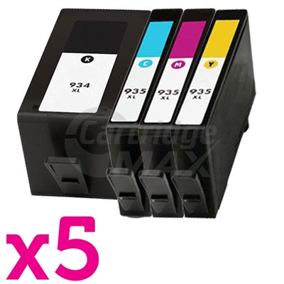 5 sets of 4 Pack HP 934XL + 935XL Generic High Yield Inkjet Cartridges C2P23AA - C2P26AA [5BK,5C,5M,5Y]