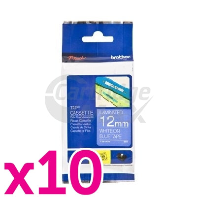10 x Brother TZe-535 Original 12mm White Text on Blue Laminated Tape - 8 meters