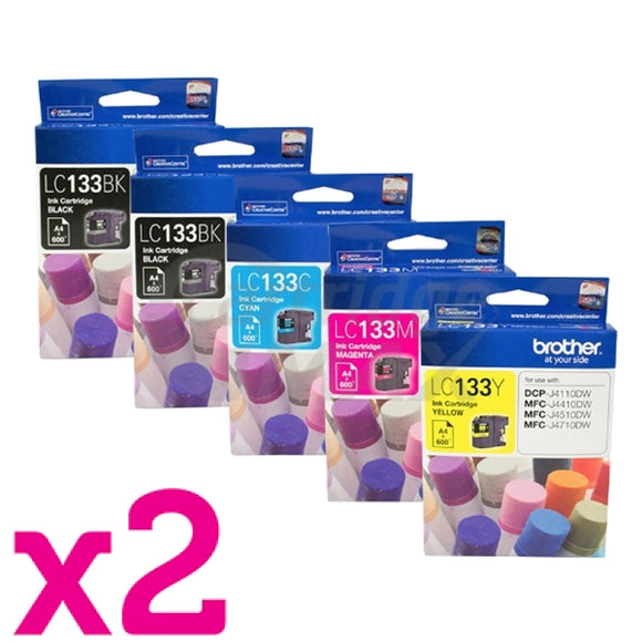 10 Pack Original Brother LC-133 Ink Cartridges [4BK+2C+2M+2Y]