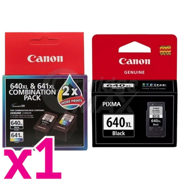 3-Pack Canon PG-640XL + (PG640XL, CL641XL - Twin Pack) Original High Yield Ink Cartridge [2BK + 1CL]