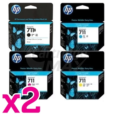 8 Pack HP 711 Original Inkjet Cartridges CZ130A-CZ132A, CZ133A / 3WX01A [2BK,2C,2M,2Y]