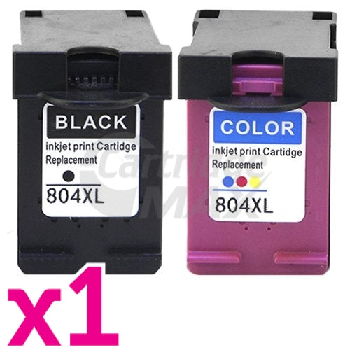 2 Pack HP 804XL Generic High Yield Inkjet Cartridges T6N12AA + T6N11AA [1BK,1CL]