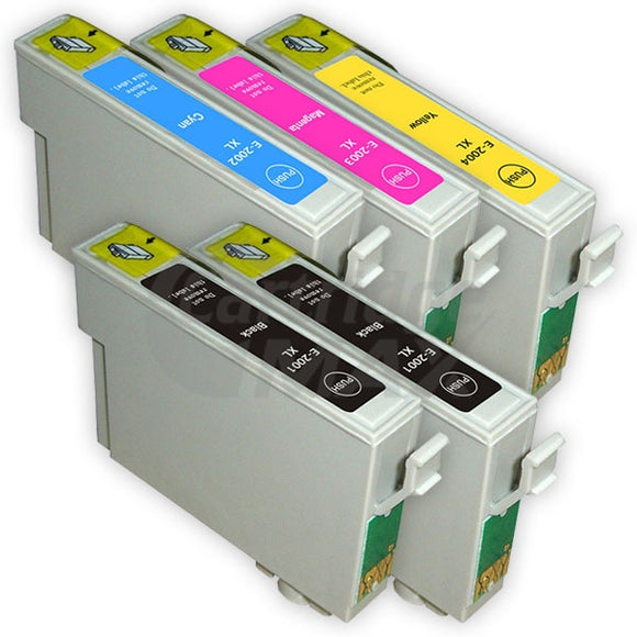5 Pack Epson 200XL (C13T201192-C13T201492) Generic High Yield Inkjet Cartridges [2BK,1C,1M,1Y]