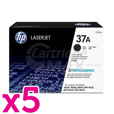 5 x HP CF237A (37A) Original Black Toner Cartridge - 11,000 Pages