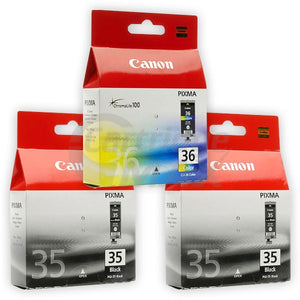 3 Pack Canon PGI-35BK CLI-36C Original InkJet Cartridges [2BK,1C]