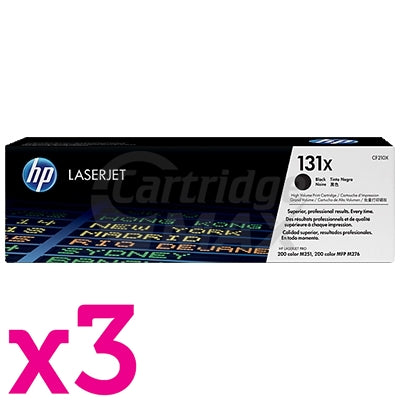 3 x HP CF210X (131X) Original Black High Yield Toner Cartridge - 2,400 Pages