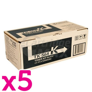 5 x Original Kyocera TK-564K Black Toner Cartridge FS-C5300DN, FS-C5350DN, P-6030CDN