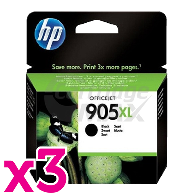 3 x HP 905XL Original Black High Yield Inkjet Cartridge T6M17AA - 825 Pages