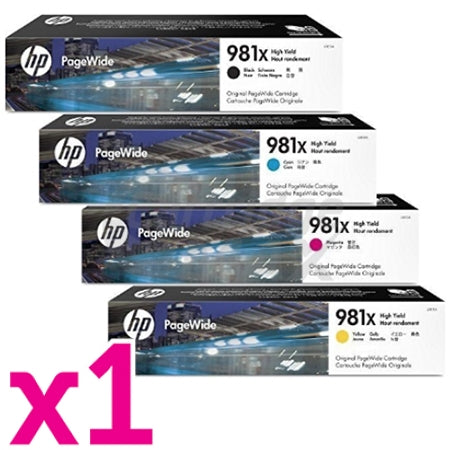 4 Pack HP 981X Original High Yield Inkjet Combo L0R12A - L0R09A [1BK,1C,1M,1Y]