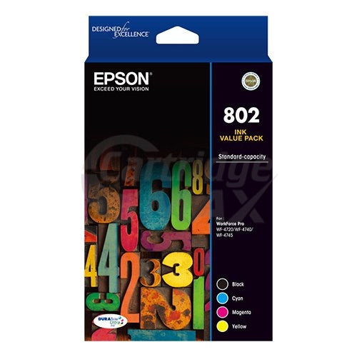 Epson 802 (C13T355692) Original Inkjet Cartridge CMYK Value Pack [1BK,1C,1M,1Y]