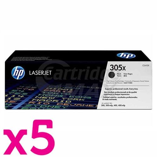 5 x HP CE410X (305X) Original Black Toner Cartridge - 4,000 Pages