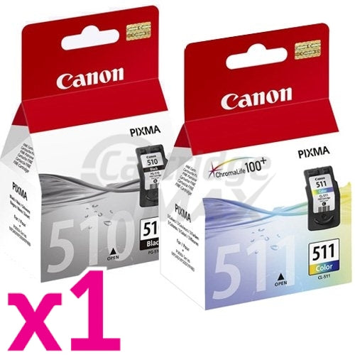 2 Pack Canon PG-510 CL-511 Original Ink Cartridges [1BK,1C]