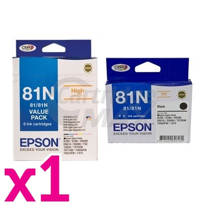 7-Pack Original Epson T0811 81N HY Ink Cartridges [C13T111792+C13T111192] [2BK,1C,1M,1Y,1LC,1LM]