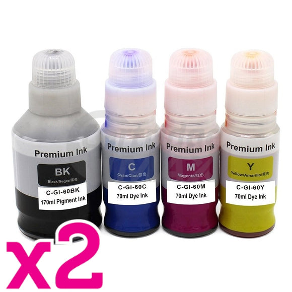 8-Pack Generic Canon GI60 Ink Bottle [2BK,2C,2M,2Y]