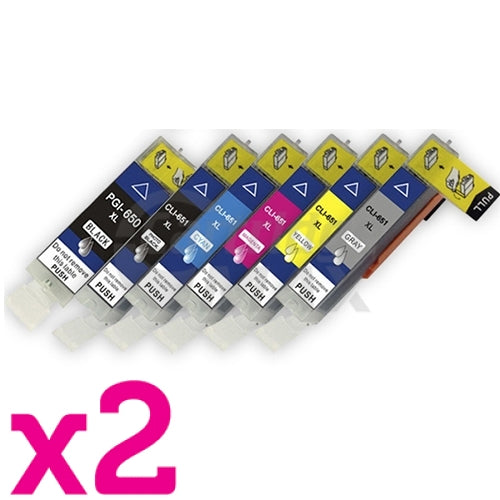 12 Pack Canon PGI-650XL CLI-651XL Generic High Yield Inkjet Cartridges [2BK,2PBK,2C,2M,2Y,2GY]