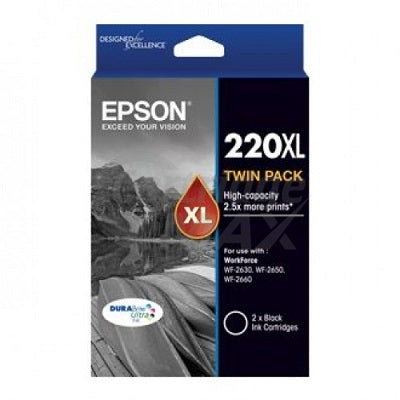 Epson 220XL Original Black High Yield Ink Twin Pack [C13T294194] [2BK] - 400 pages each