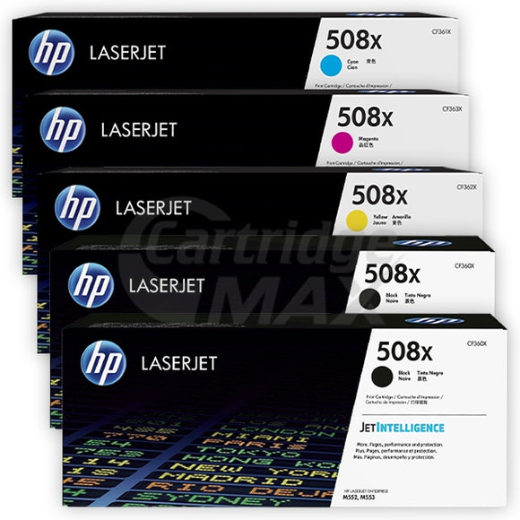 5 Pack HP 508X (CF360X-CF363X) Original Toner Cartridges  [2BK,1C,1M,1Y]
