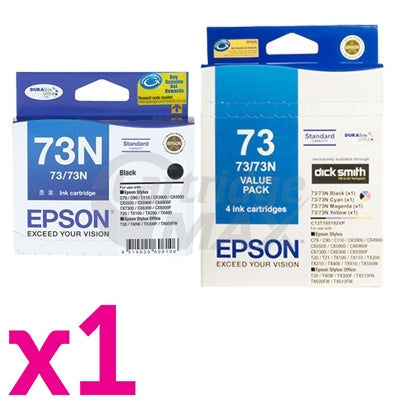 5-Pack Epson Original 73N Series Ink Cartridges [C13T105192BP+C13T105192] [2BK,1C,1M,1Y]