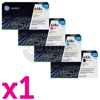 4 Pack HP CE260A-CE263A (647A/648A) Original Toner Cartridges [1BK,1C,1M,1Y]