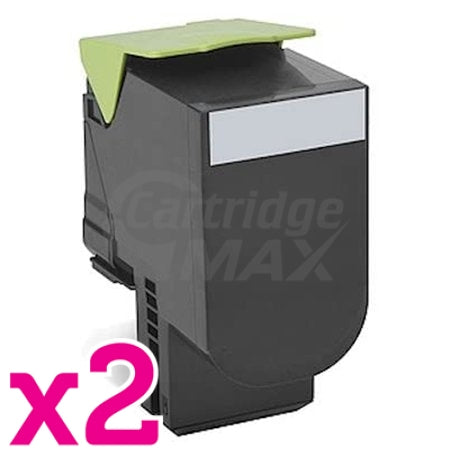 2 x Lexmark (70C8HK0) Generic CS310 / CS410 / CS510 Black High Yield Toner Cartridge