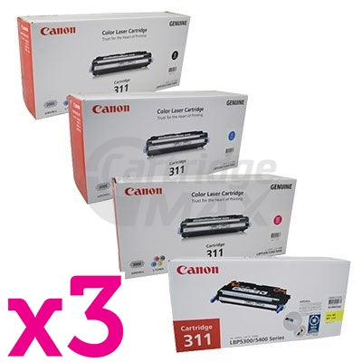 3 sets of 4 Pack Original Canon LBP 5360 (CART-311B,C,M,Y) Toner Cartridges [3BK,3C,3M,3Y]