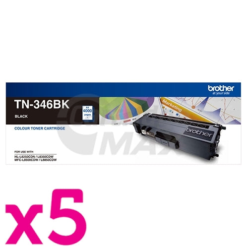 5 x Original Brother TN-346BK High Yield Black Toner Cartridge