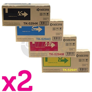 2 Sets of 4-Pack Original Kyocera TK-5294 Toner Cartridge Combo Ecosys P7240CDN [2BK,2C,2M,2Y]
