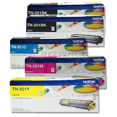 5-Pack Brother TN-251 Original Toner Combo [2BK,1C,1M,1Y]