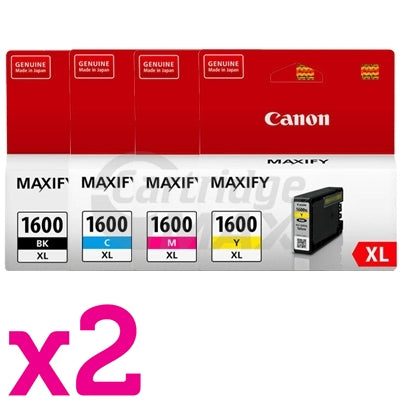 8 Pack Canon PGI-1600XL Original High Yield Ink Cartridge [2BK,2C,2M,2Y]