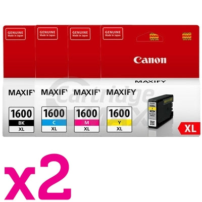 8 Pack Canon PGI-1600XL Original High Yield Ink Cartridge [2BK,2C,2M,2Y]