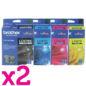 8 Pack Original Brother LC-67 Ink Combo [2BK+2C+2M+2Y]