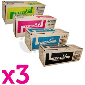 3 sets of 4 Pack Original Kyocera TK-5154 Toner Combo M-6535CDN, P-6035CDN [3BK+3C+3M+3Y]