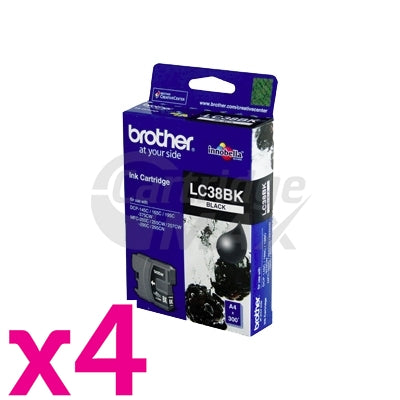 4 x Original Brother LC-38BK Black Inkjets