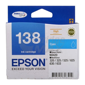 Original Epson 138 T1382 High Yield Cyan Ink Cartridge (C13T138292)