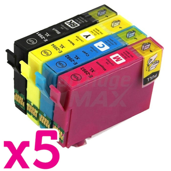 20 Pack Epson 29XL (C13T29914010-C13T29944010) Generic High Yield Ink Cartridges [5BK, 5C, 5M, 5Y]