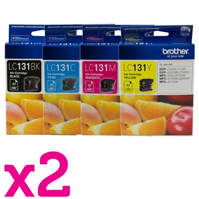 8-Pack Original Brother LC-131 Ink Cartridge Combo [2BK+2C+2M+2Y]