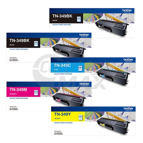 5-Pack Original Brother TN-349 Toner Combo [2BK,1C,1M,1Y]