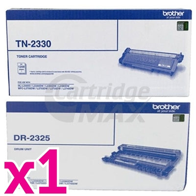 Brother Original TN-2330 Toner Cartridge + Original DR-2325 Drum Unit Combo