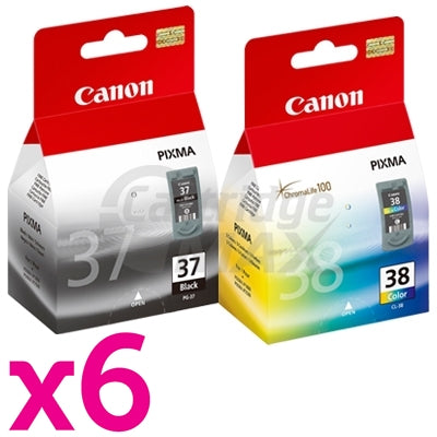 12 Pack Original Canon PG-37 CL-38 Ink Cartridges [6BK,6C]