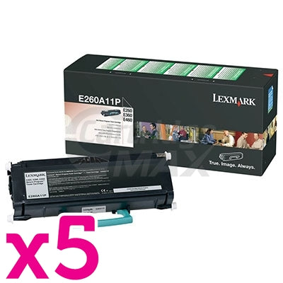 5 x Lexmark E260 / E360 / E460 Original Toner Cartridge (E260A11P)