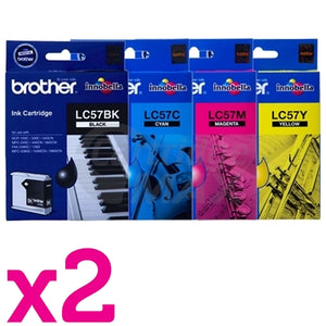 8 Pack Original Brother LC-57 Ink Combo [2BK+2C+2M+2Y]