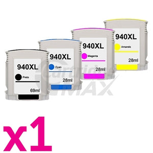 4 Pack HP 940XL Generic Inkjet Cartridges C4906AA - C4909AA [1BK,1C,1M,1Y]
