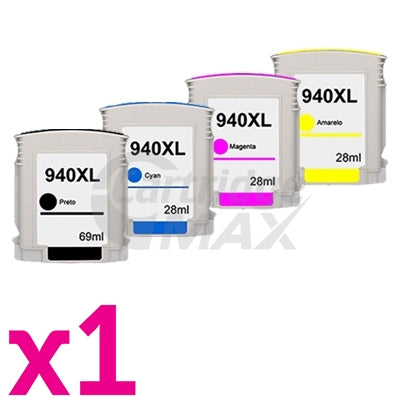4 Pack HP 940XL Generic Inkjet Cartridges C4906AA - C4909AA [1BK,1C,1M,1Y]