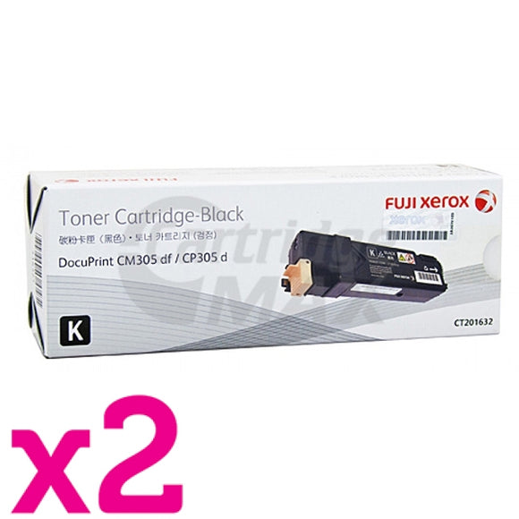 2 x Fuji Xerox DocuPrint CP305d,CM305df Original Black Toner Cartridge - 3,000 pages (CT201632)