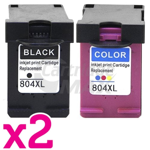 4 Pack HP 804XL Generic High Yield Inkjet Cartridges T6N12AA + T6N11AA [2BK,2CL]