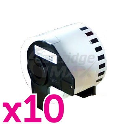 10 x Brother DK-44205 Generic Removable Black Text on White Continuous Paper Label Roll 62mm x 30.48m