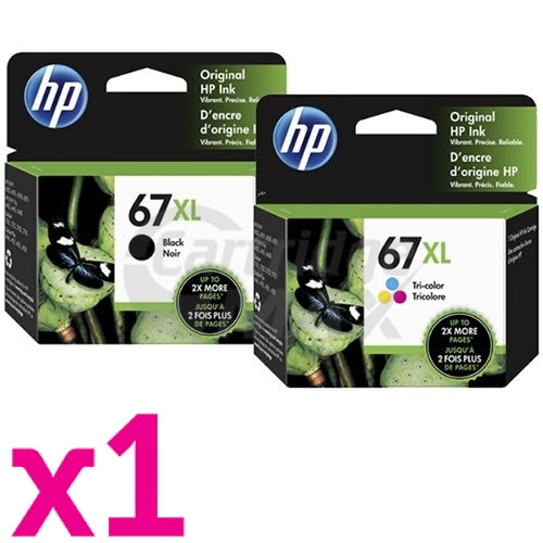 2 Pack HP 67XL Original High Yield Inkjet Cartridges 3YM57AA + 3YM58AA [1BK,1CL]