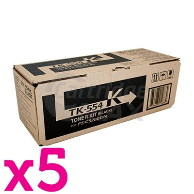 5 x Original Kyocera TK-554K Black Toner Cartridge FS-C5200DN