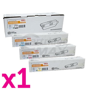 4 Pack OKI Original C310DN / C330DN / MC361 / MC362DN / C331DN Toner Cartridges (44469805-44469755)